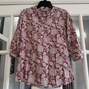 Floral Blouse in Burgundy and White